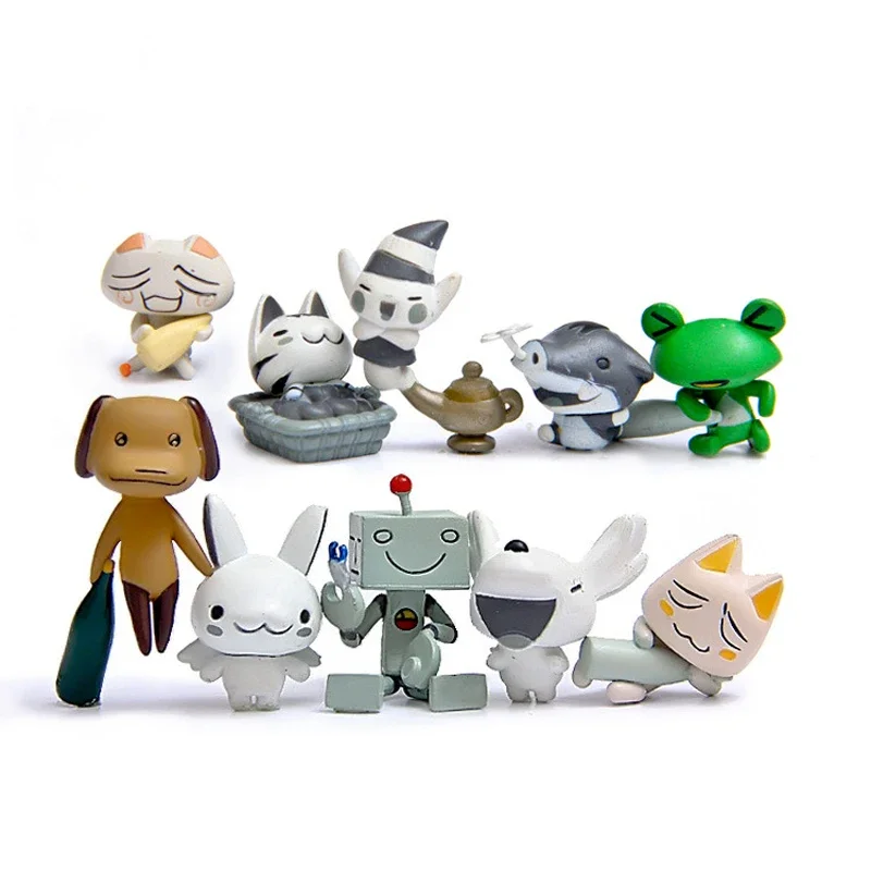 Figuras estáticas de dibujos animados para niños, modelo de Anime, lindo, estilo Zakka, gato, triángulo, Thunderbolt, Robot, conejito, decoración coleccionable, regalo de juguete