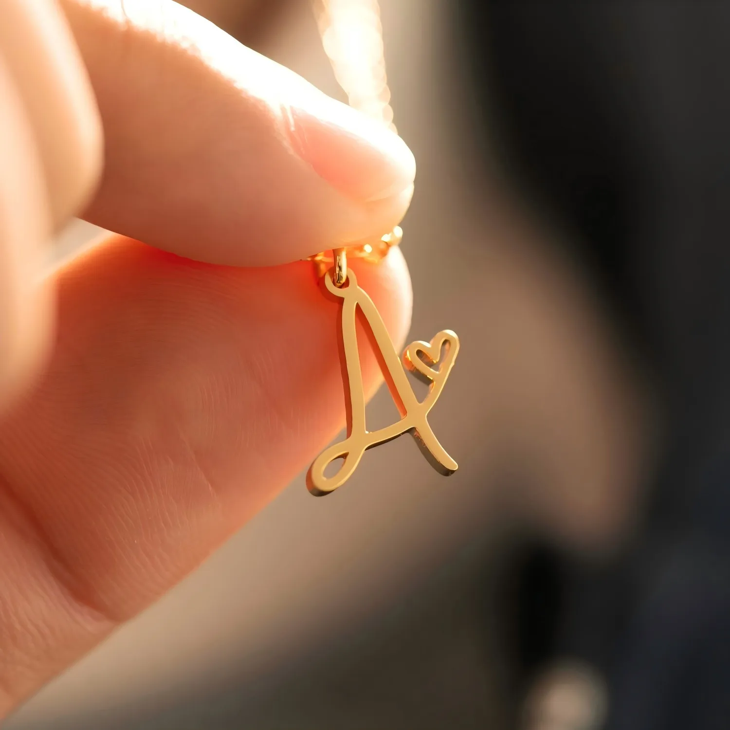 Personalized Initial Heart Necklace - Stainless Steel Jewelry Charm