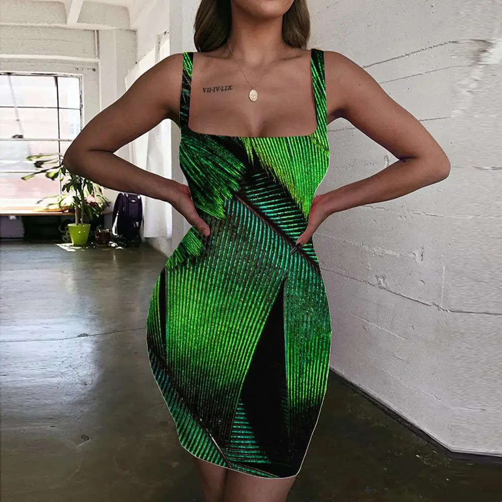 

KYKU Leaves Skirts Women Green 3d Skirt Pattern Sexy Harajuku Office Pencil Ladies Skirts Womens Floral Anime Party Knee Length