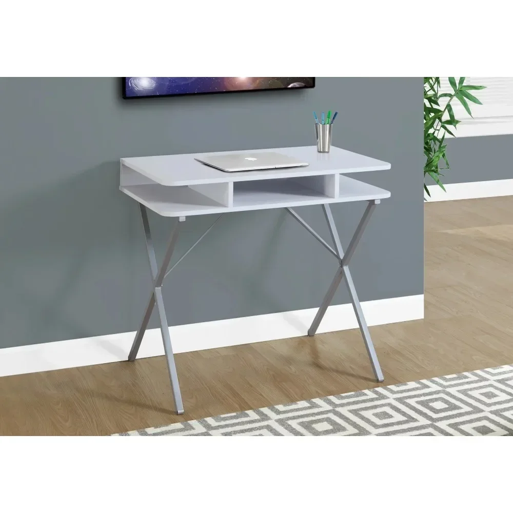 

Study Desk Table Grey Metal Work White Furniture Office Accessories for Desk Laminate Contemporary Room Desks 31