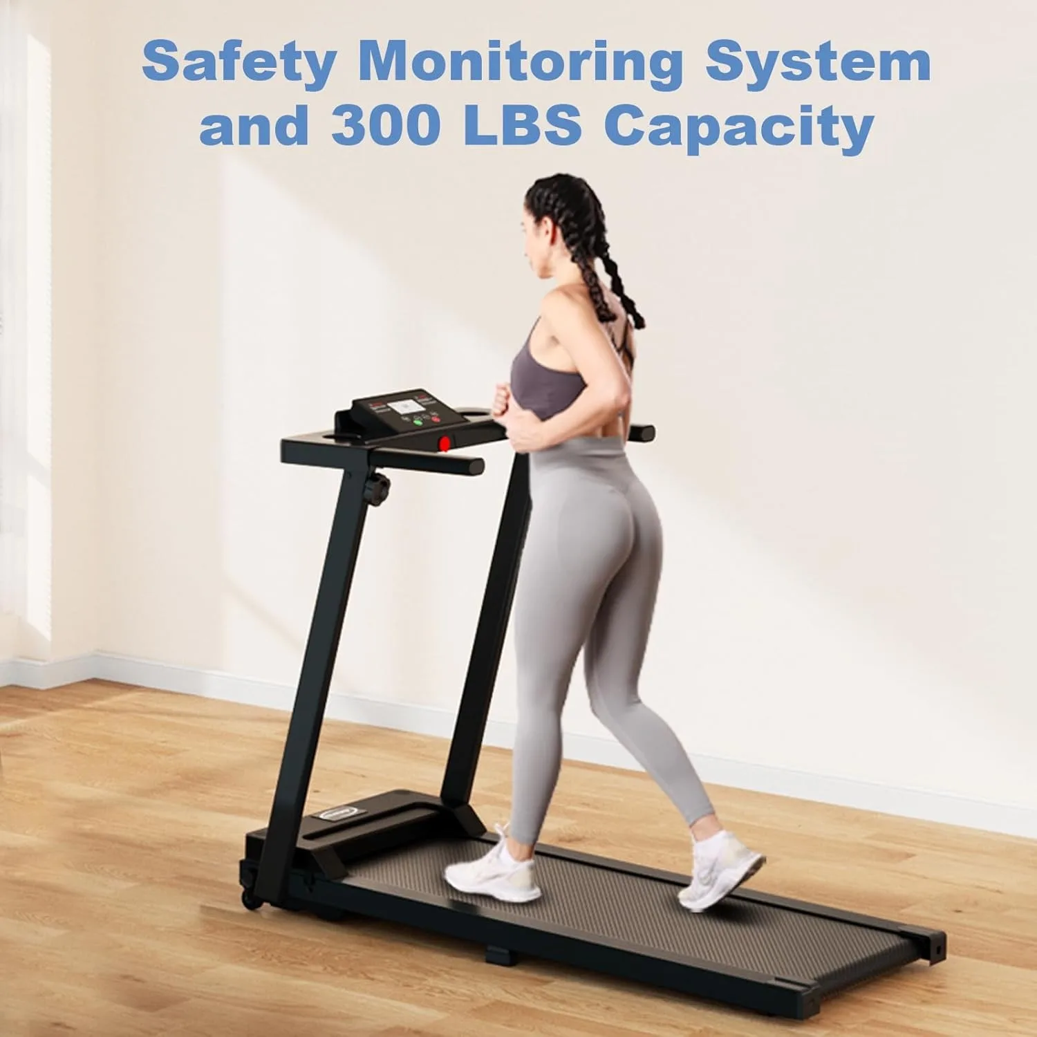 Treadmills for Home, Portable Foldable Treadmills for Home w/ 300 LBS Capacity & LED Display, 3.0 HP Walking Pad with Handle Bar - Image 2