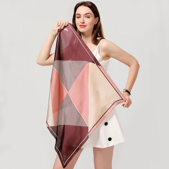 Silk Square Scarf Women Satin Bandana Print  Scarves Head Band Fashion Lady Hair Shawl and Wrap Female Neckerchief Hijab 2022 FJ70-060-2