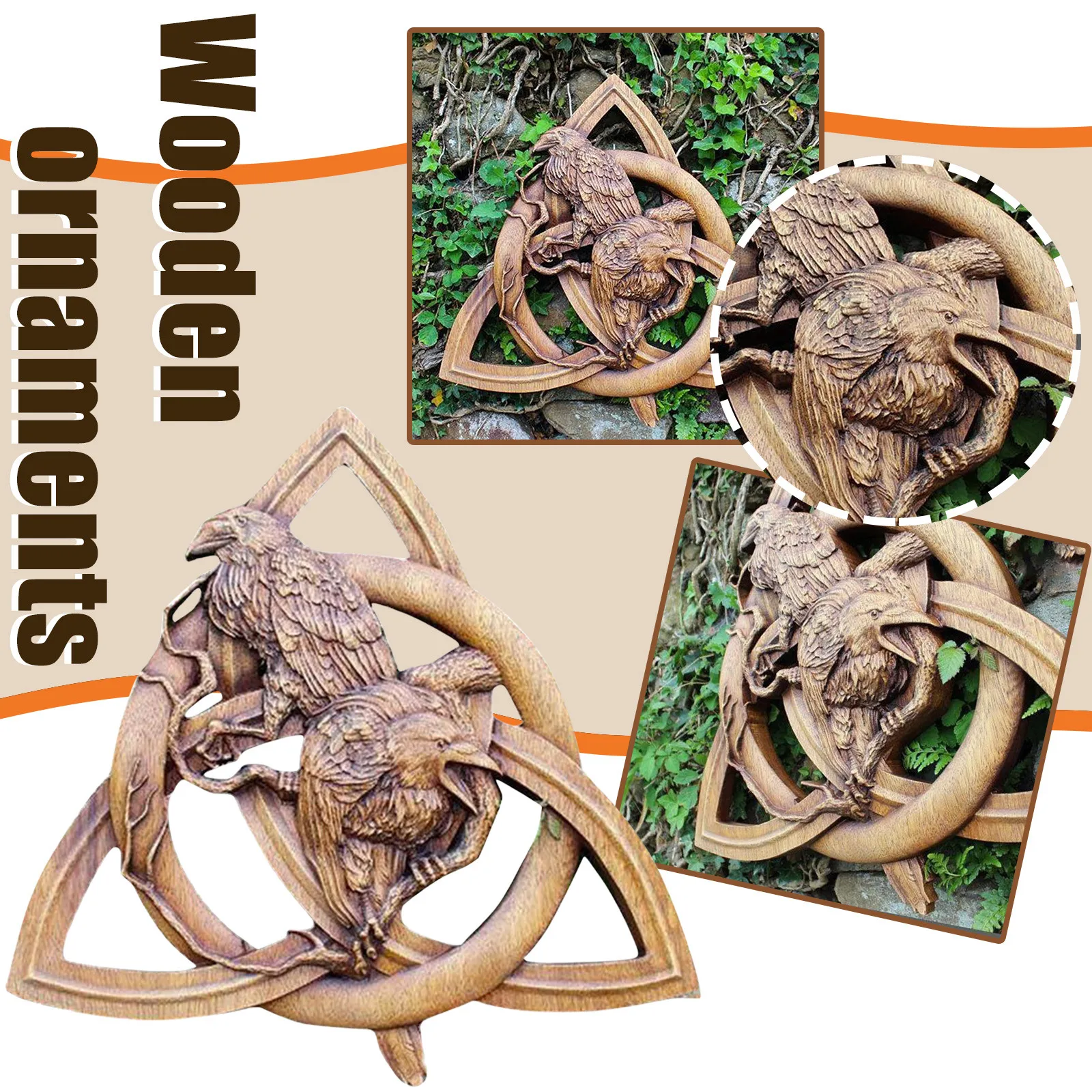 Norse Pagan Gods Carving Heathen Norse Rune Wood Wall Hanging Decor