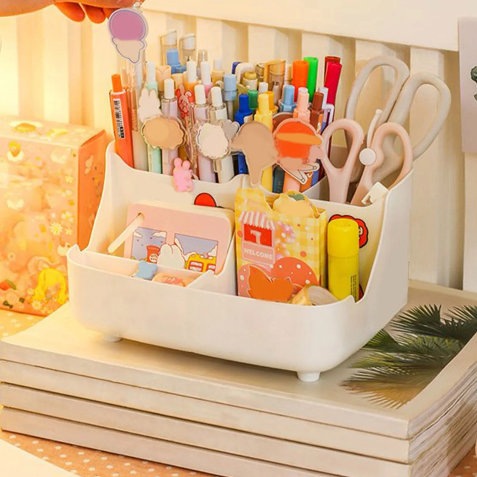 Cute Vertical Pen Organizer Desk Organizer Pen Holder Stationery Storage Tray Bins for Organization Closet Fabric Storage Bags 2