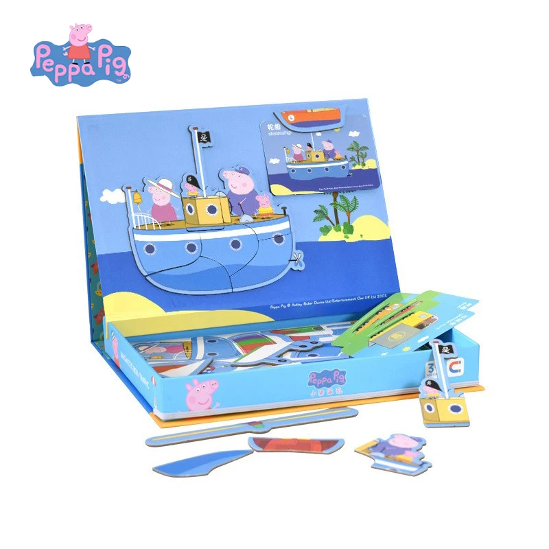 Peppa Pig's Magnetic Changing Puzzle Children's Educational Power Early Education Paper Surface Toy Painting Gift