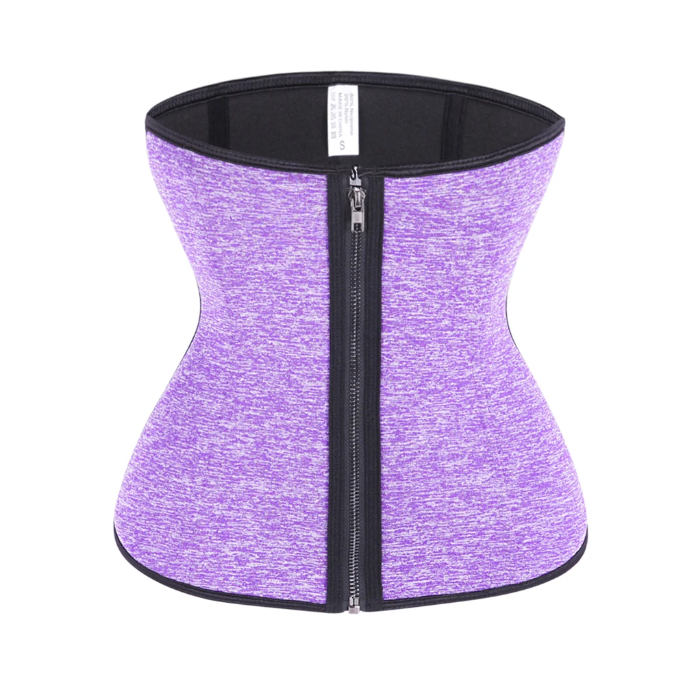 

Neoprene Waist Trainer Zip And Hook Corset Women Slimming Purple Blue Body Korset Shapewear