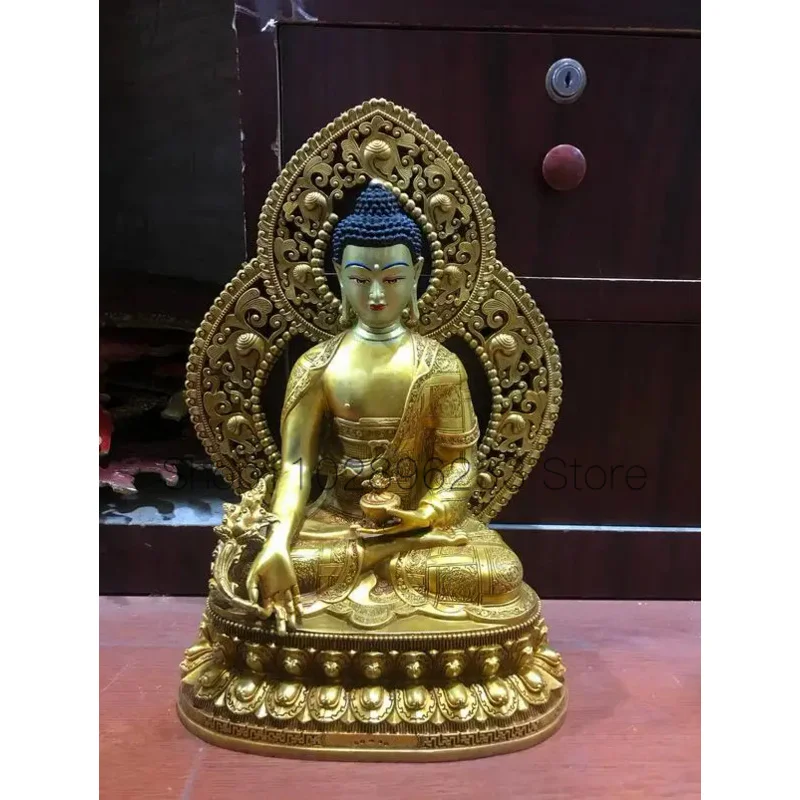 

30 см, тибетское ремесло, искусственная медь, статуя Будды, украшения