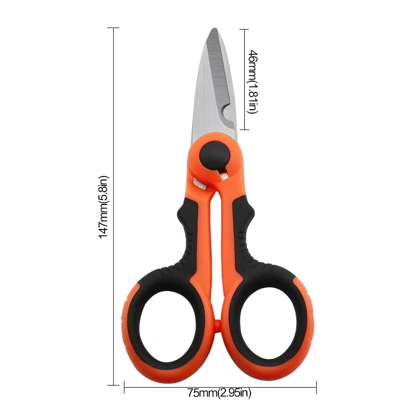 1Piece Stainless Steel Fishing Scissor Accessories Electrician Portable Scissors Plier Cut PE Braid Line Lure Carp Fishing Tools 6