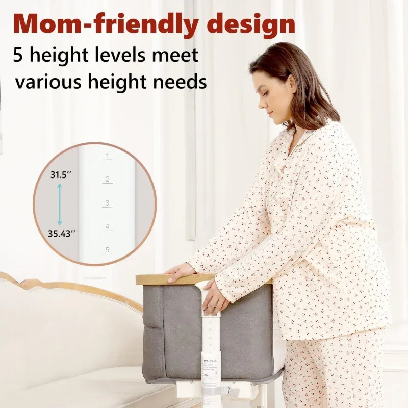 Rocking Bassinet for Baby Electric Bedside Sleeper 2 Motion Crib Co Newborn 5 Height Adju