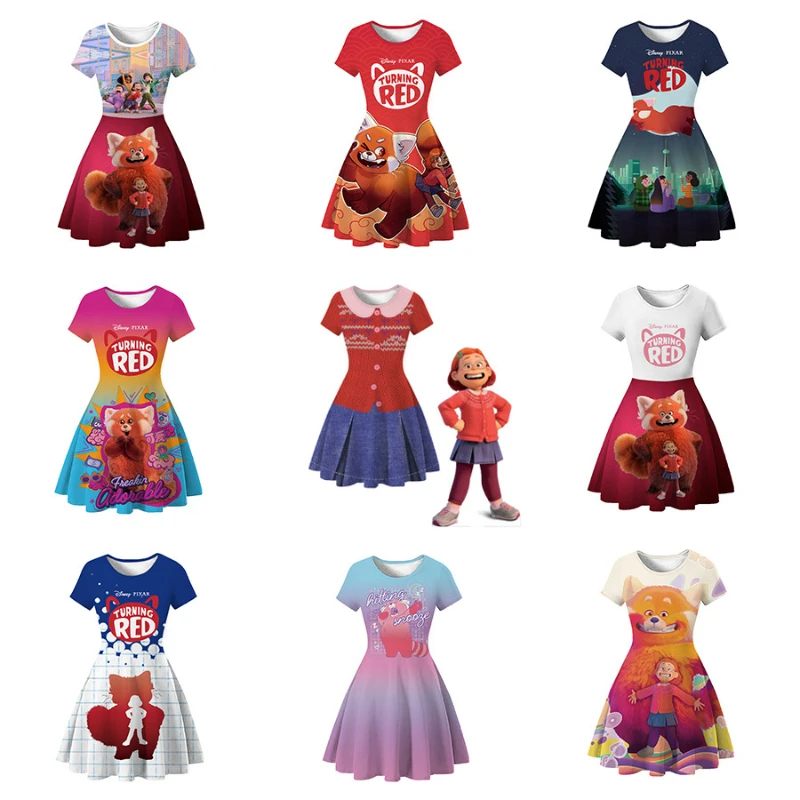 

Turning Red Costume Princess Dress Suit Charm for Girls Cosplay Mei Red Carnival Birthday Party Dress for Girls Costume Clothes