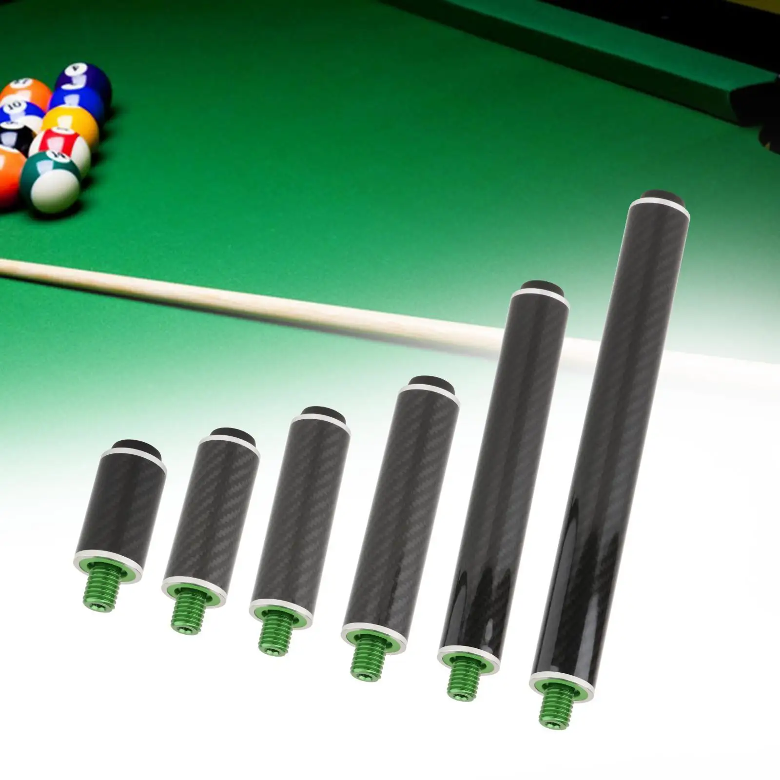 Billiards Pool Cue Extension Attachment Carbon Fiber Bottom Cover Dia 1.3in