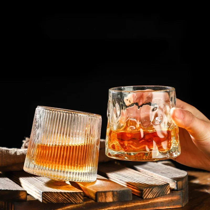 Whiskey Glass 160ml Thicken Creative Whiskey Glass Rotating Tumbler Spinning Liquor Cognac Brandy Snifter
