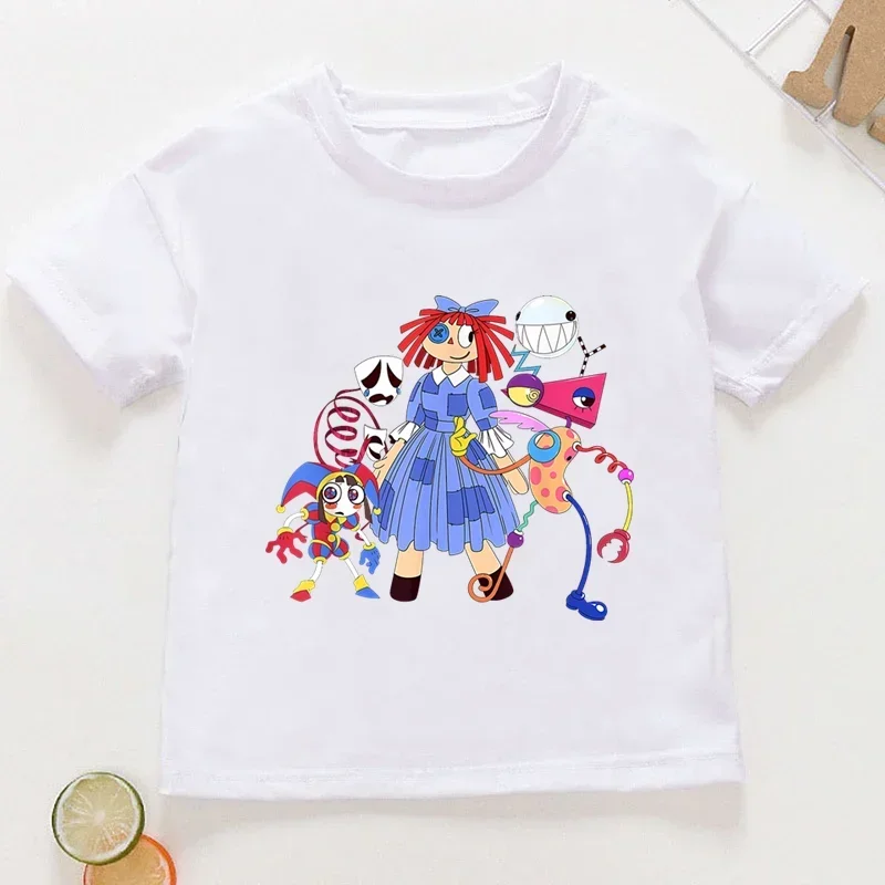 thumbnail image 1 of Camiseta de algodón con estampado de circo digital increíble para niños, camisetas de verano para niñas, ropa para bebés, camiseta de manga corta con dibujos animados para niños, 1 of 4