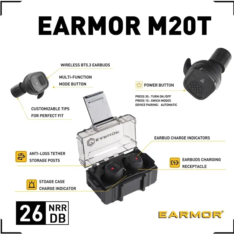 Bluetooth Earplugs M20T BT5.3 Ver Military Electronic Noise Reduction Hearing Protection Earplug for Range Shoot Hunting