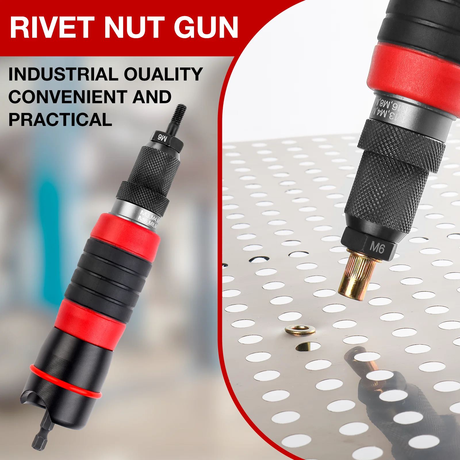M3 M4 M5 M6 M8 M10 Home Rivet Nut Gun Converter Kit Removable DIY Nut Insert Riveting Tool Cordless Electric Riveting Tool rivet nut tool