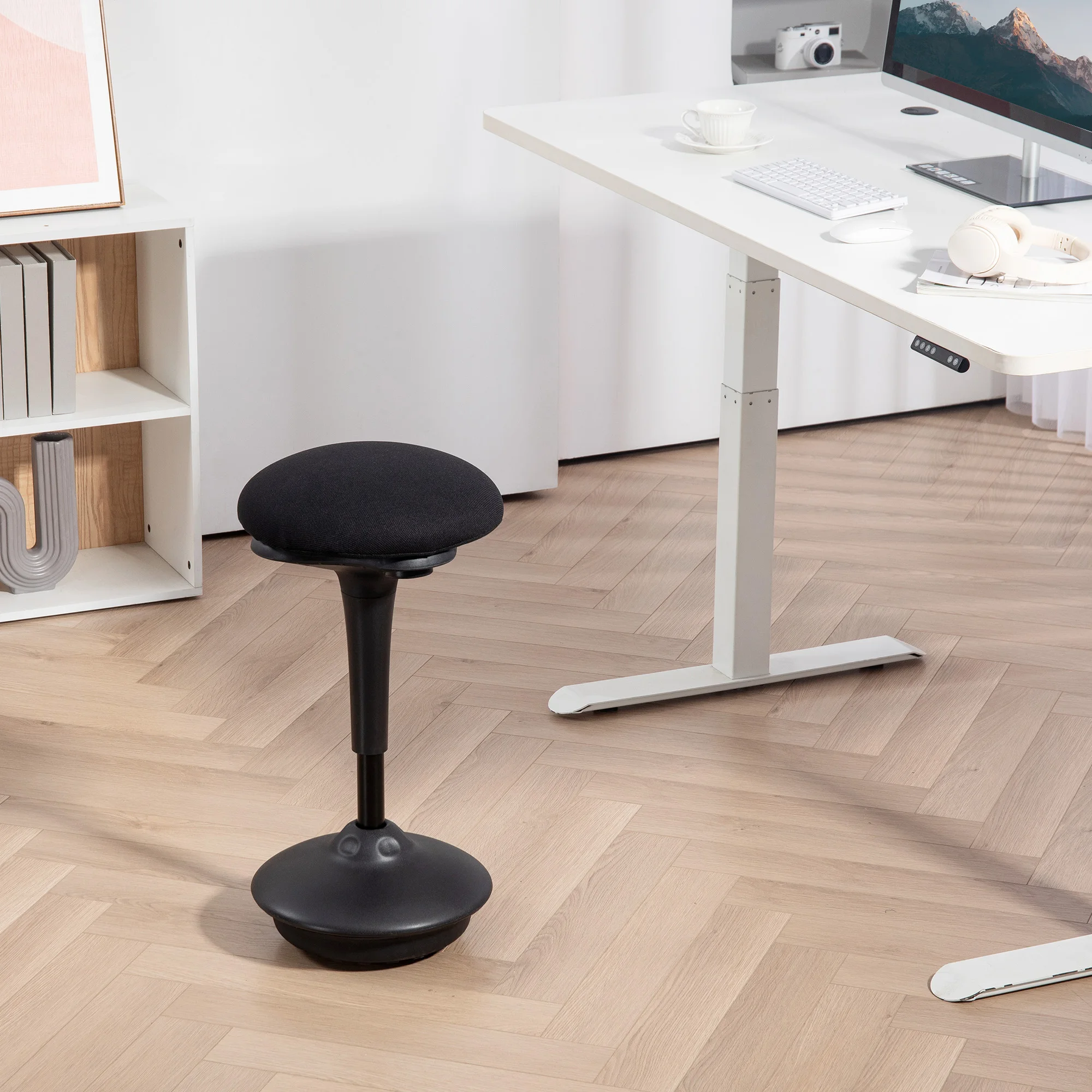 Backless Wobble Chair, Adjustable Active Ergonomic Stool Chair, with Rocking Motion, Padded, Black 2