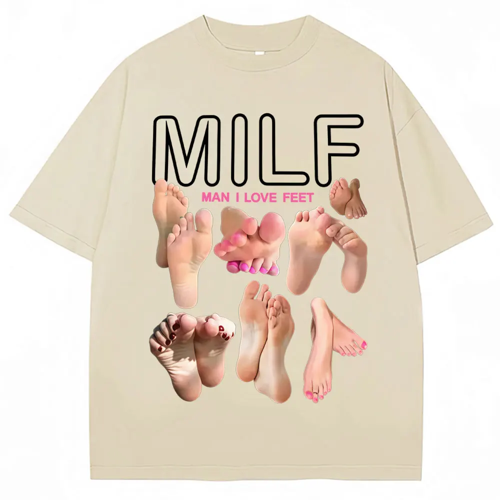 MILF 남자 발을 좋아해 재미있는 밈 티셔츠 남녀 유머 패션 티셔츠 부드러운 면 오넥 오버사이즈 캐주얼 티셔츠 스트릿웨어