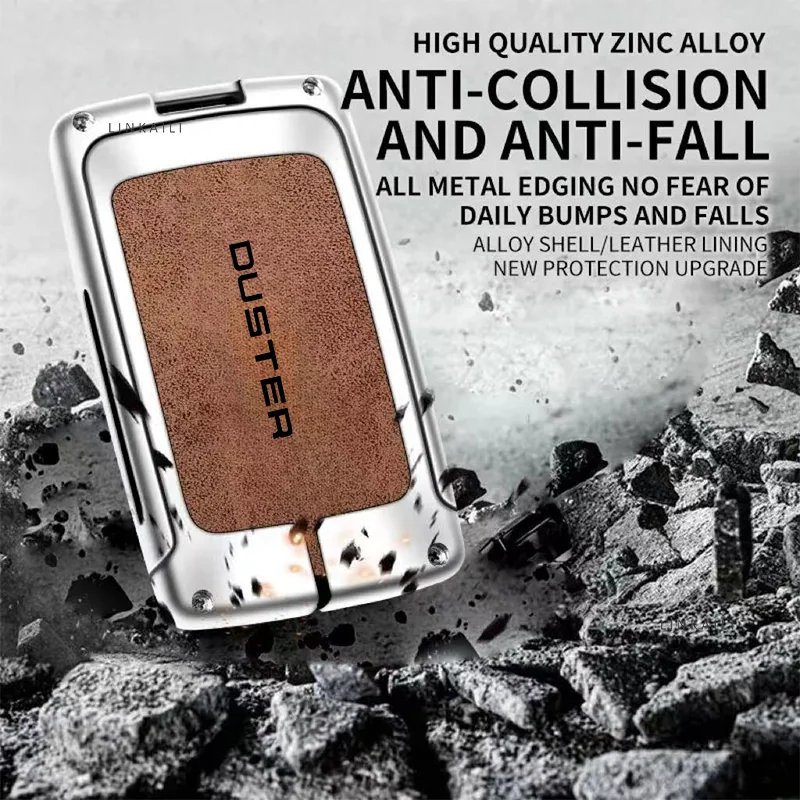 Key Case Auto TPU Zinc Alloy For Renault Duster Logo Car Key Chain Car Metal Shell Interior Decoration Accessories