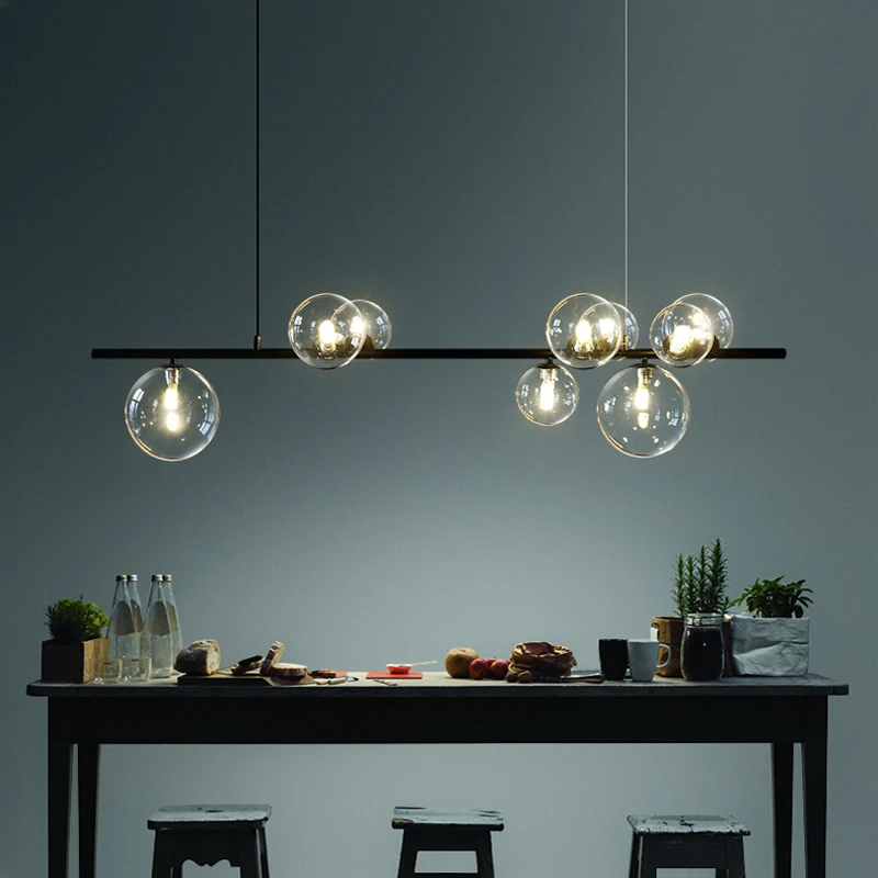 

Light luxury restaurant chandelier Nordic long dining room table lamp 2022 new high-end art glass bar lamp