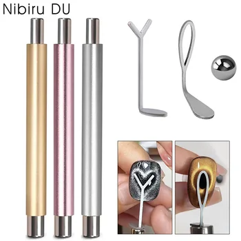 1/2/3PCS Strong Magnetic Stick Cat Eye Magnet Double Headed Nail Art Cylindrical Ball Heart-shaped Hollow Cat Eye Magnet Tools 1