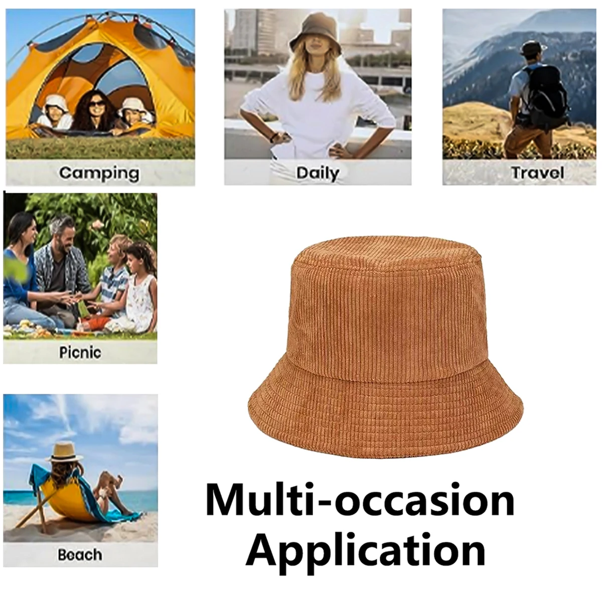 Casual Corduroy Embroidered Fisherman Hat K-Style Trendy Unisex Autumn and Winter Sun Hat Sun Protection Basin Hat Covering Face Sun Hat for Fishing and Mountaineering Hiking