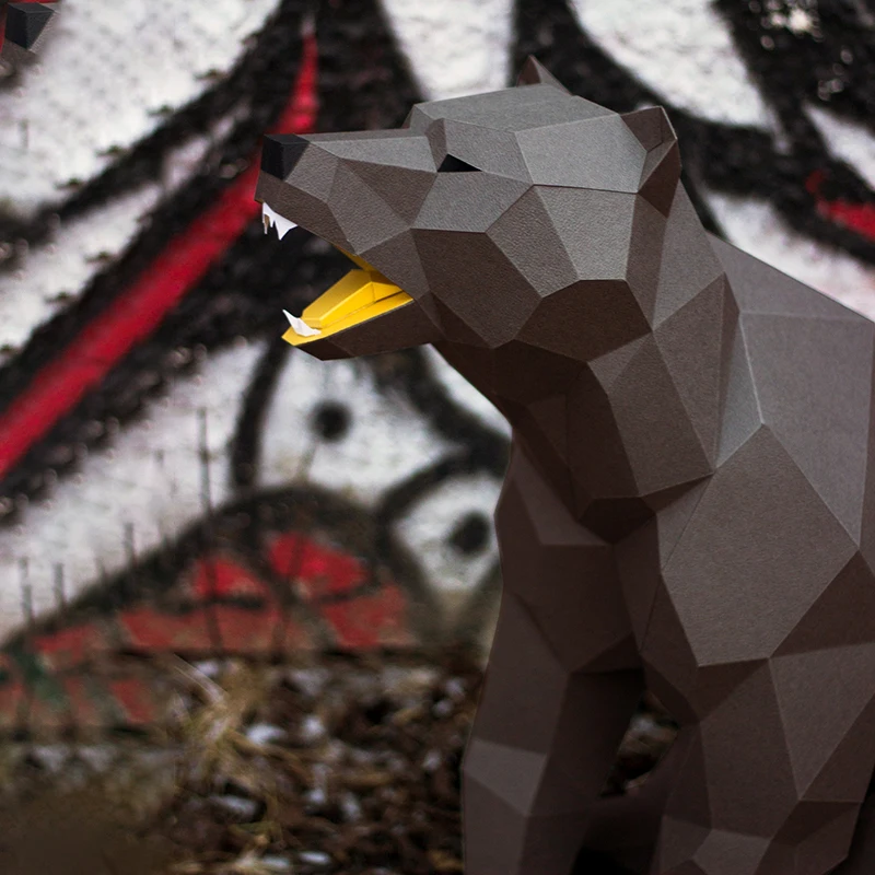 58cm Sitting Bear Paper Model Home Room Ornaments DIY Art Papercraft Hallway Decorations Sculpture Props 3D Puzzles Origami Gift