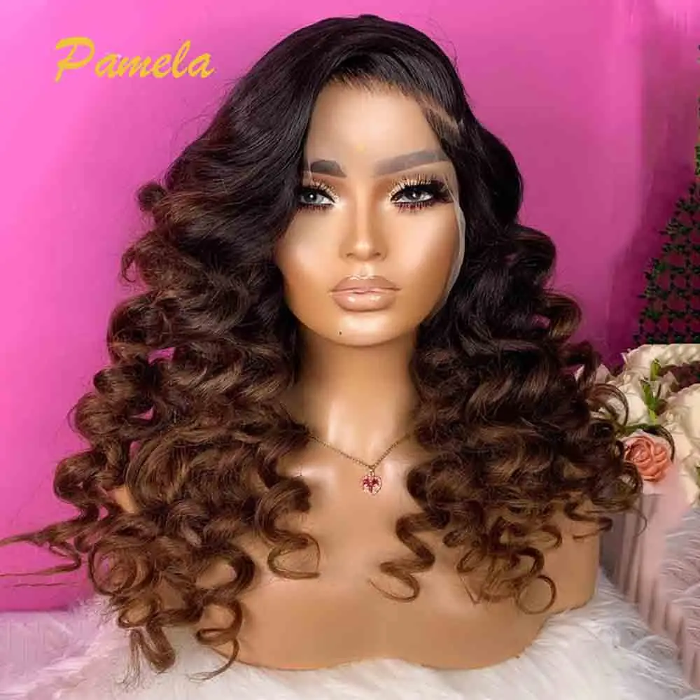 

Highlight 250% Density Glueless Wig Human Hair Ready To GO Ombre 1b27 Loose Wave 13x6 HD Transparent Lace Frontal Wigs For Women