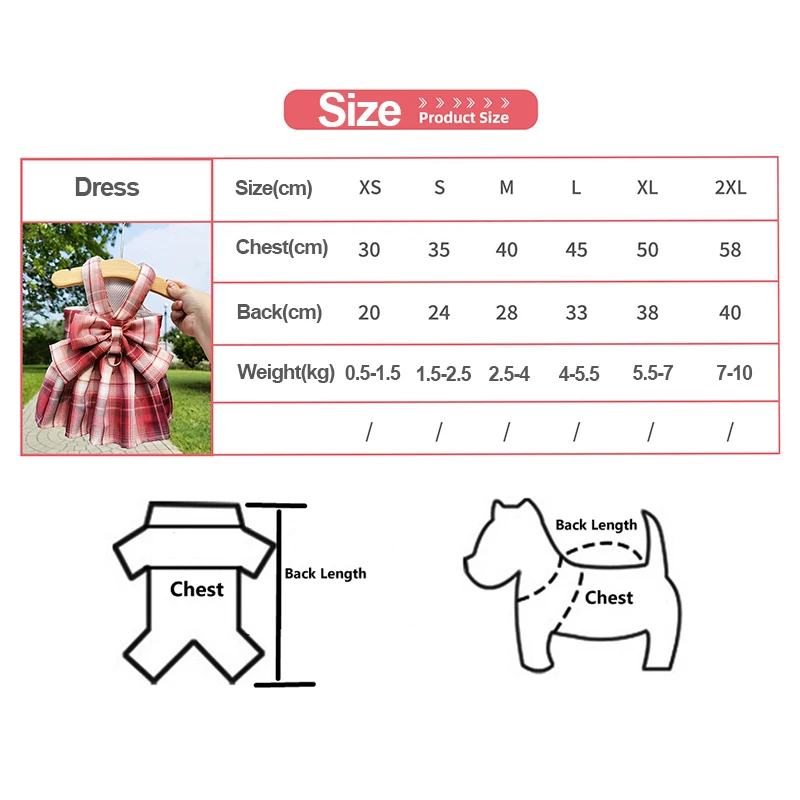 Pet Clothes Dog Skirt Harness Leash Set Cute Plaid Puppy Princess Dress with Bowknot No Pull Vest Harness for Small Dogs Cats