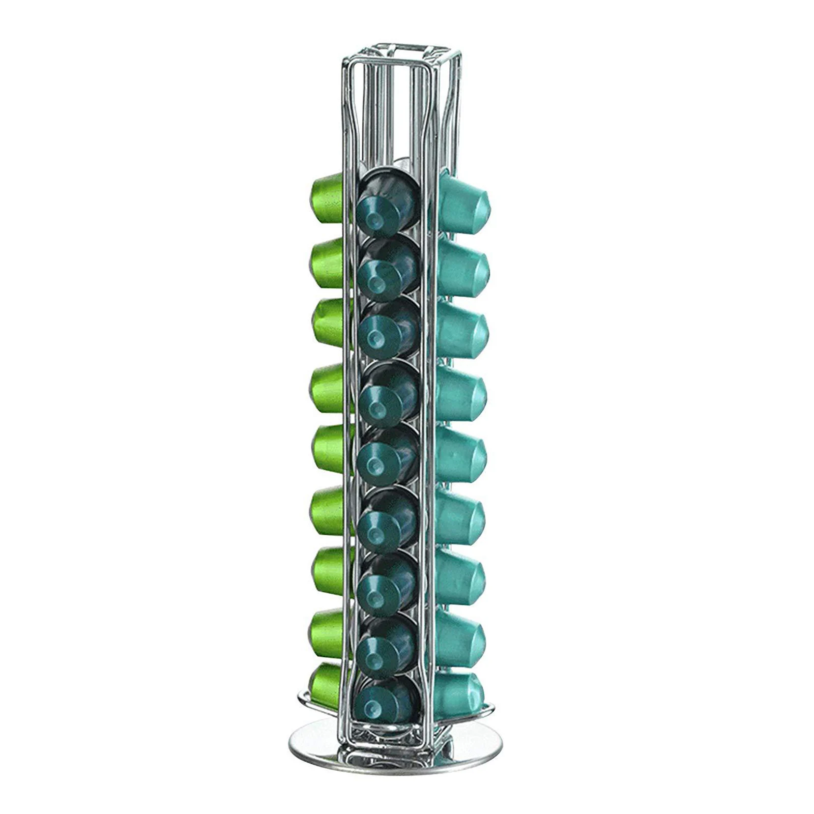 Capacity of 40 Iron Wire Coffee Pod Capsule Holder Rotatable Rack Tower Organizer Dispenser for Nespresso Counter Cafe Home
