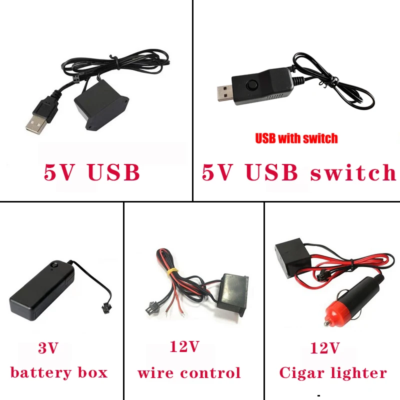 DC 12V Neon EL Wire Power Driver usb Controller for 1-10M LED EL Wire Light Inverter Supply Adapter Flexible Neon Wire Driver