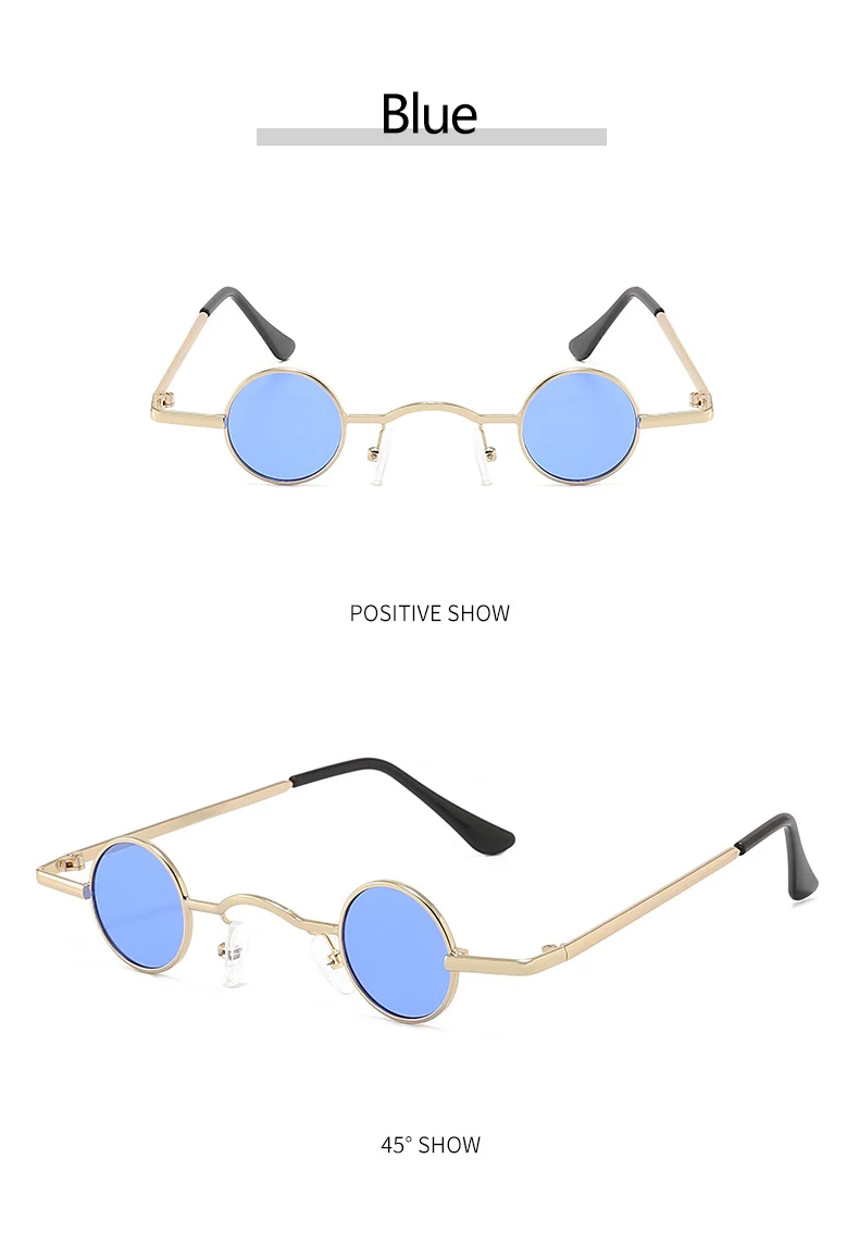 Beliebte Retro-Sonnenbrille im Mini-Format, rund, geeignet für Männer und Frauen, im Punk-Stil und mit lustigem Design.1059 – Detail 14