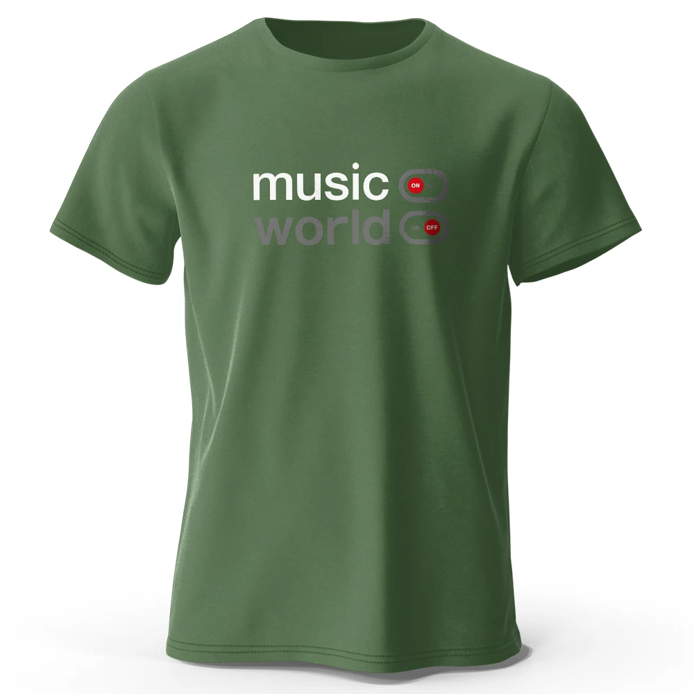 Men's Oversized Music World Graphic T-Shirt – 100% Cotton Summer Top