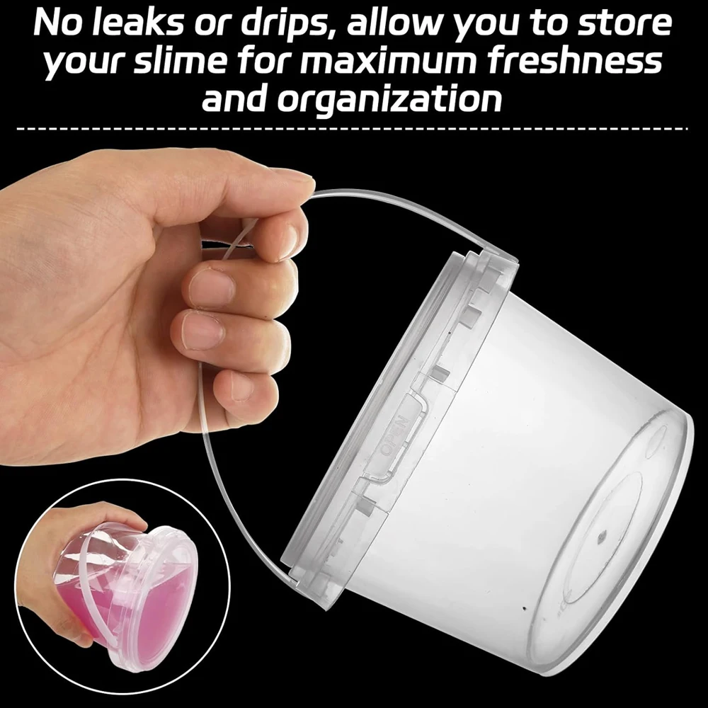 Compact Slime Containers with Water-Tight Lids and Handles