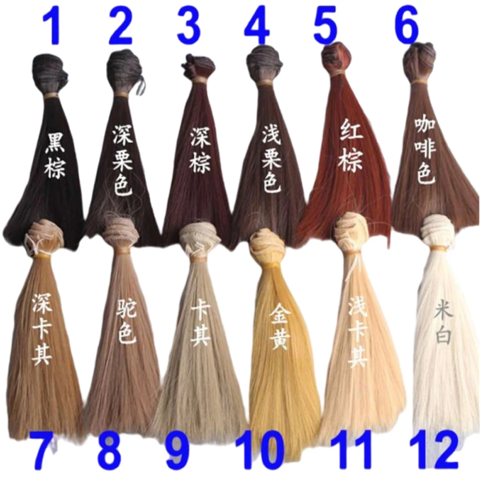 BJD Wig Hair 15cm 25cm BJD/SD Doll Wig/Hair DIY Straight Hair Wig for 1/3 1/4 Bjd Doll