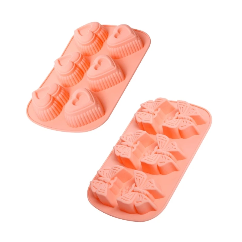 

6-cavity Heart/Butterfly Silicone Mold Fondant Mousse Cake Mold Baking Tool