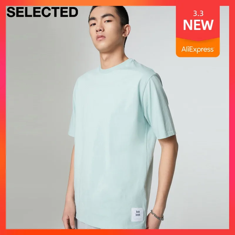 SELECTED Summer New Cotton Printed Patch Tide Off Shoulder Loose Short-Sleeved T-Shirt Men S|421201119 |