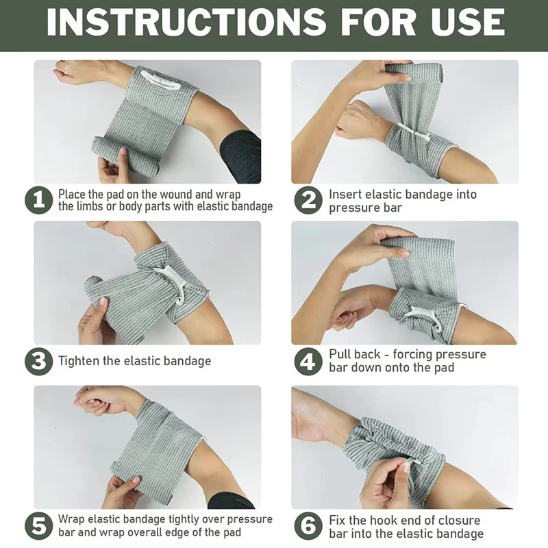 6/4 Inch Medical Trauma Kit Outdoor Hiking Camping First Aid Israeli Bandage IFAK Trauma Wound Care Emergency Safety Protection