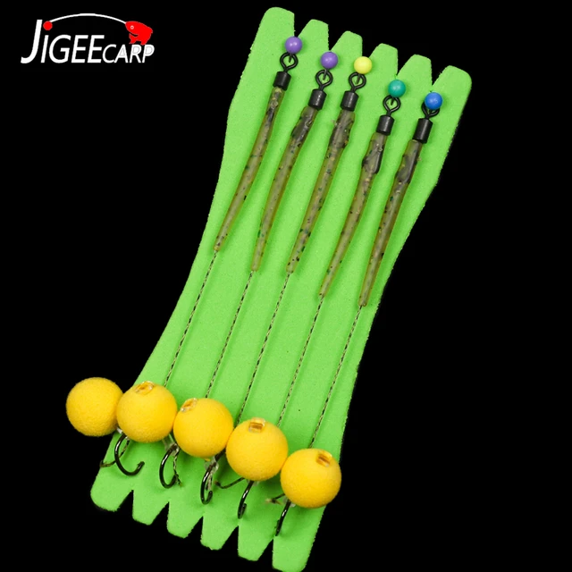 W.P.E Carp Fishing Hair Rig 3Pcs/1Set 4#/6# Ready Made Hook with Boilie  Stoppers