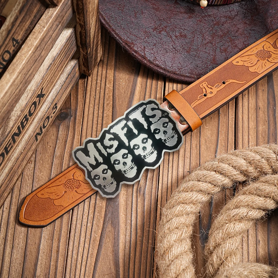 Western Herren-Jeansgürtel Retro-Gürtel Totenkopf-Gürtelschnalle Hip-Hop Persönlichkeit Retro-Stil Unisex Passend zu Jeans/Freizeithosen – Detail 5