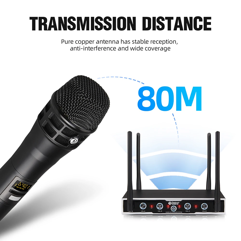 Debra DU4004 UHF 4-channel Wireless Conference Microphone System With Handheld*L