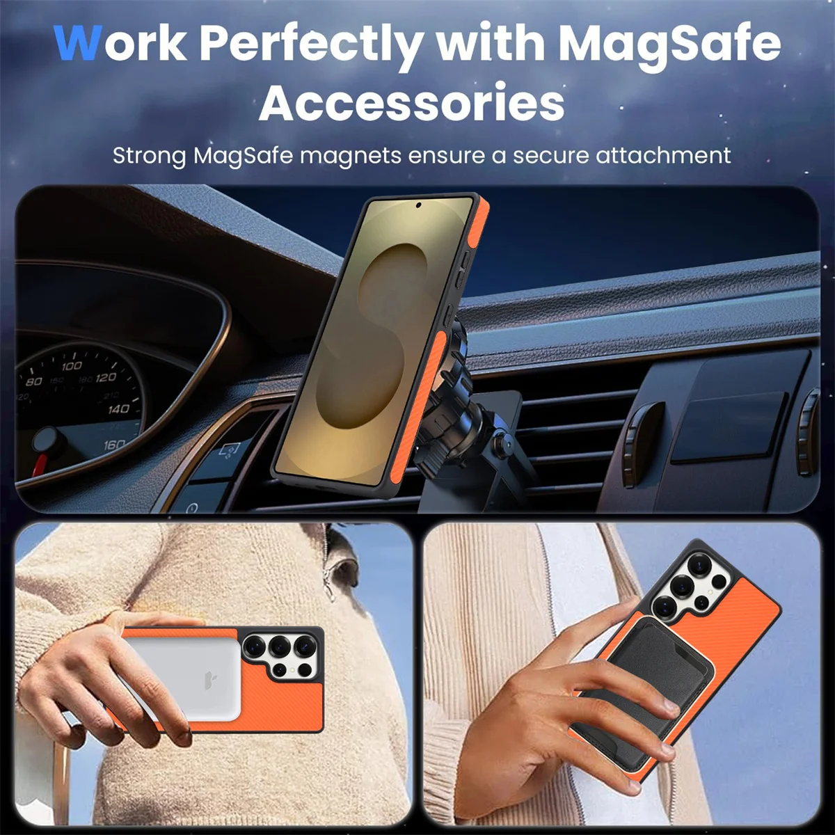 Luxury Ultra Thin Carbon Fiber Leather Magnetic Phone Case