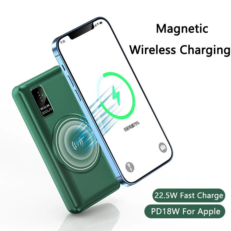 

​20000mAh Wireless Power Bank PD 18W Fast Charge Battery 10000mAh Magnetic Wireless Powerbank with Cable for iPhone Samsung