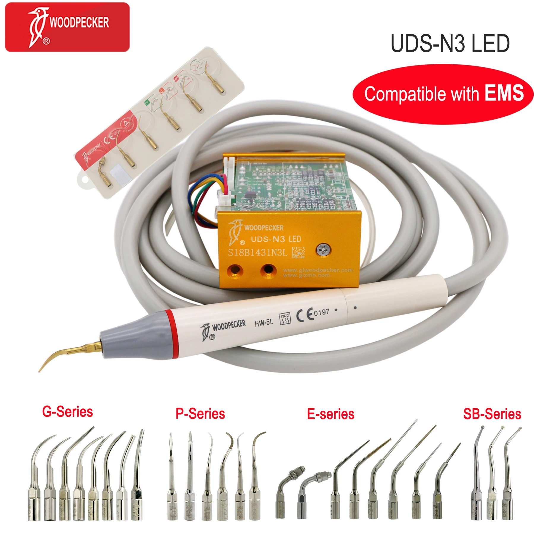 

Woodpecker Dental Scaler Ultrasonic Build-in UDS-N3 LED Scaler Piezo Scaling Tips For Teeth Cleaning Whitening Fit EMS UDS
