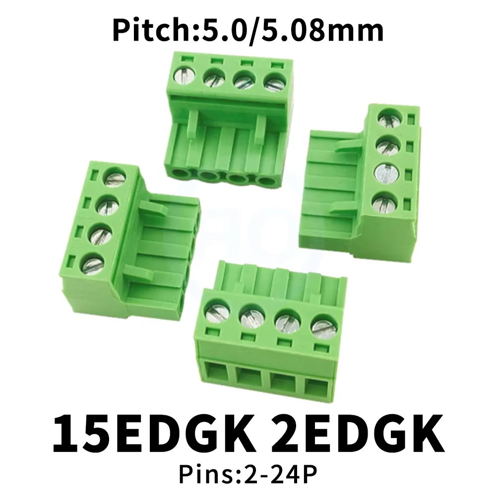 (10 Stück) KF 2EDGK 5,08 mm 5,0 mm Plug-in-Klemmenblock Phoenix-Stecker 15EDGK 5.0/5.08 Flammhemmender Lochhalter-Stecker 2 ~ 24-polig