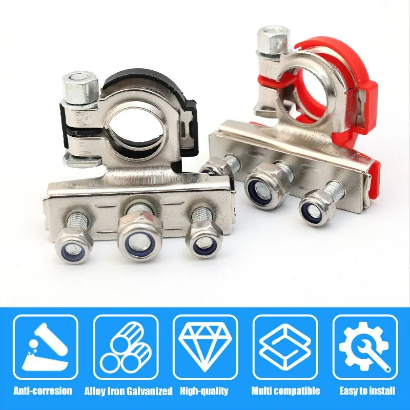 Battery Terminal Connectors Positive Negative Car Battery Terminals Clamp Connector Quick Release Disconnect 12V/24V Accessories
