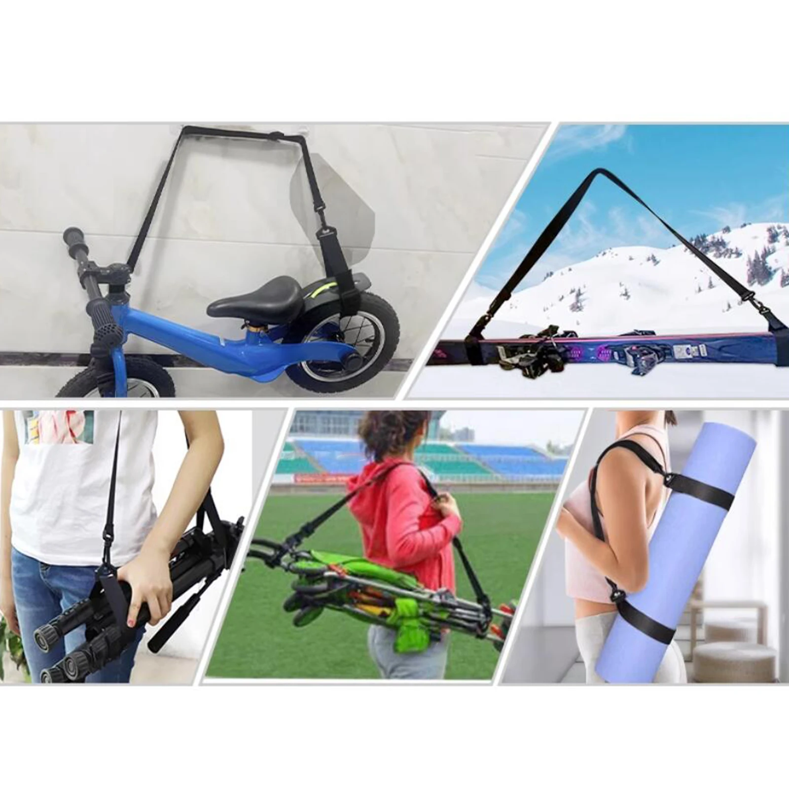 Ski Carrier Strap Fixed Strap Men Women Nylon Ski Shoulder Carrier Lash for Outdoor Sports Board Snowboard Accessories