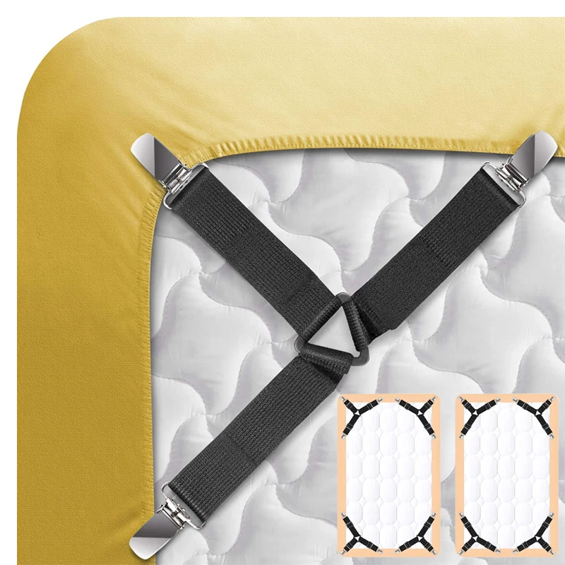 

4 шт. застежки-клипсы для простыни, держатель для наматрасника, одеяла, устройства для органайзера домашнего текстиля, эластичные захваты для простыни, ремень