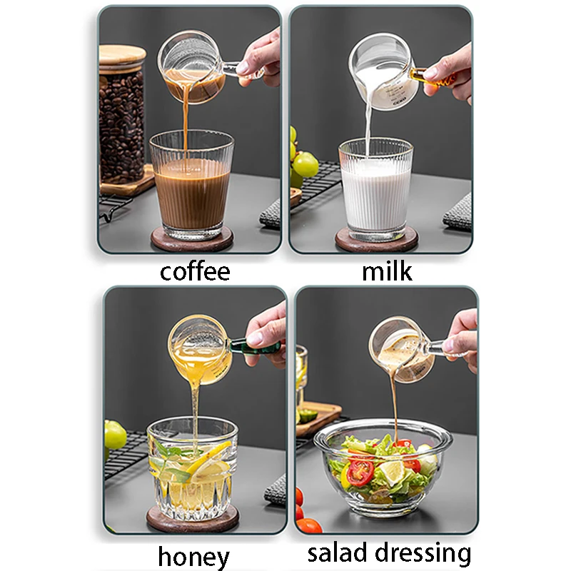 Measuring Cup 60/125ml Espresso Vshape Mouth Sugar Milk Jug Coffee Supplies Measure Mug Kitchen Seasoning