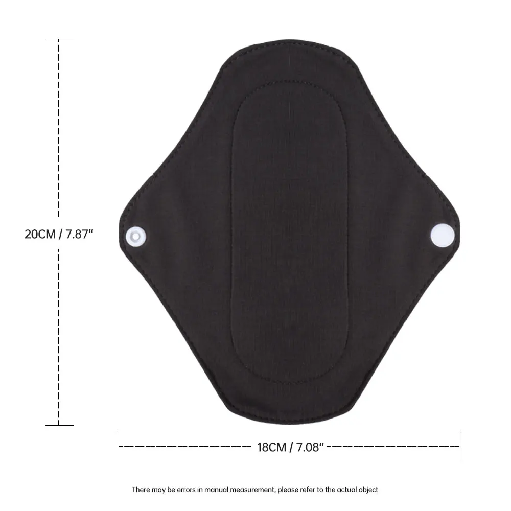 5 Pcs Black Smoothie Cotton Reusable Menstrual Pads Reusable Sanitary, Bamboo Cloth Pads For Heavy Flow Large Sanitary Pads Set 2