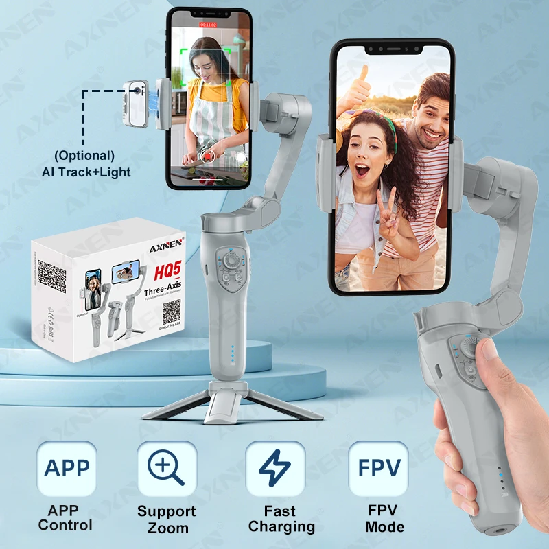 Axnen-携帯電話用のハンドヘルドジンバルスタビライザー、防振